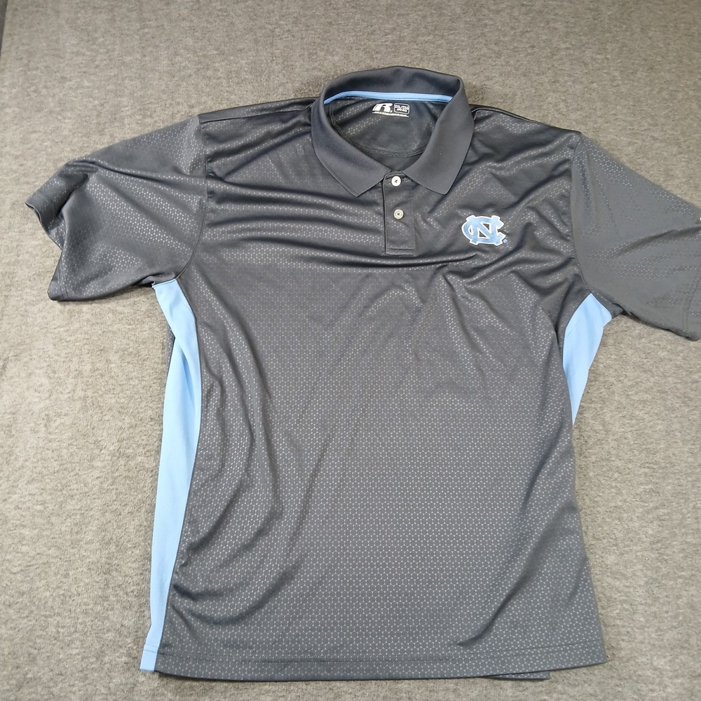 Men's‎ Russell 2XL Black North Carolina Polo 100% Polyester Short Sleeve Shirt